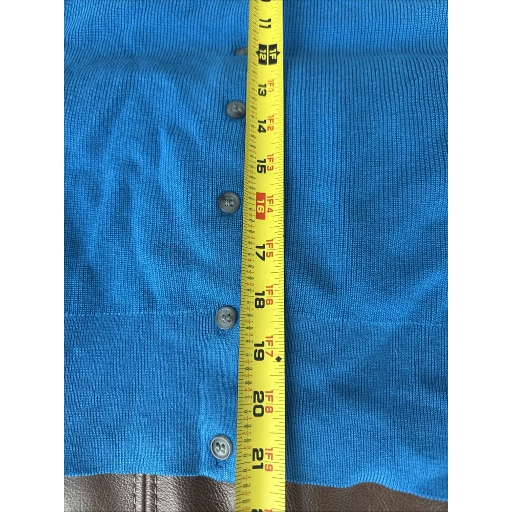 J. Crew Women Silk Blend Button Cardigan Sweater Large Blue Preppy Ribbed Dainty